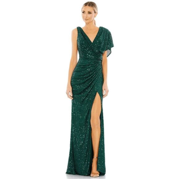 Mac Duggal Dresses & Skirts - Ieena for Mac Duggal 26988 V-Neck Sequin Embellished Gown Emerald Green Size 18